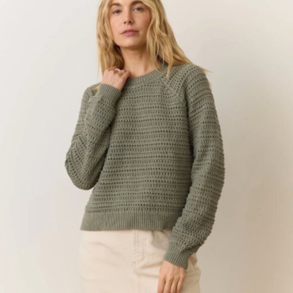 Marine Layer Montecito Crewneck Sweater, Small, Moss Green - Picture 2 of 6